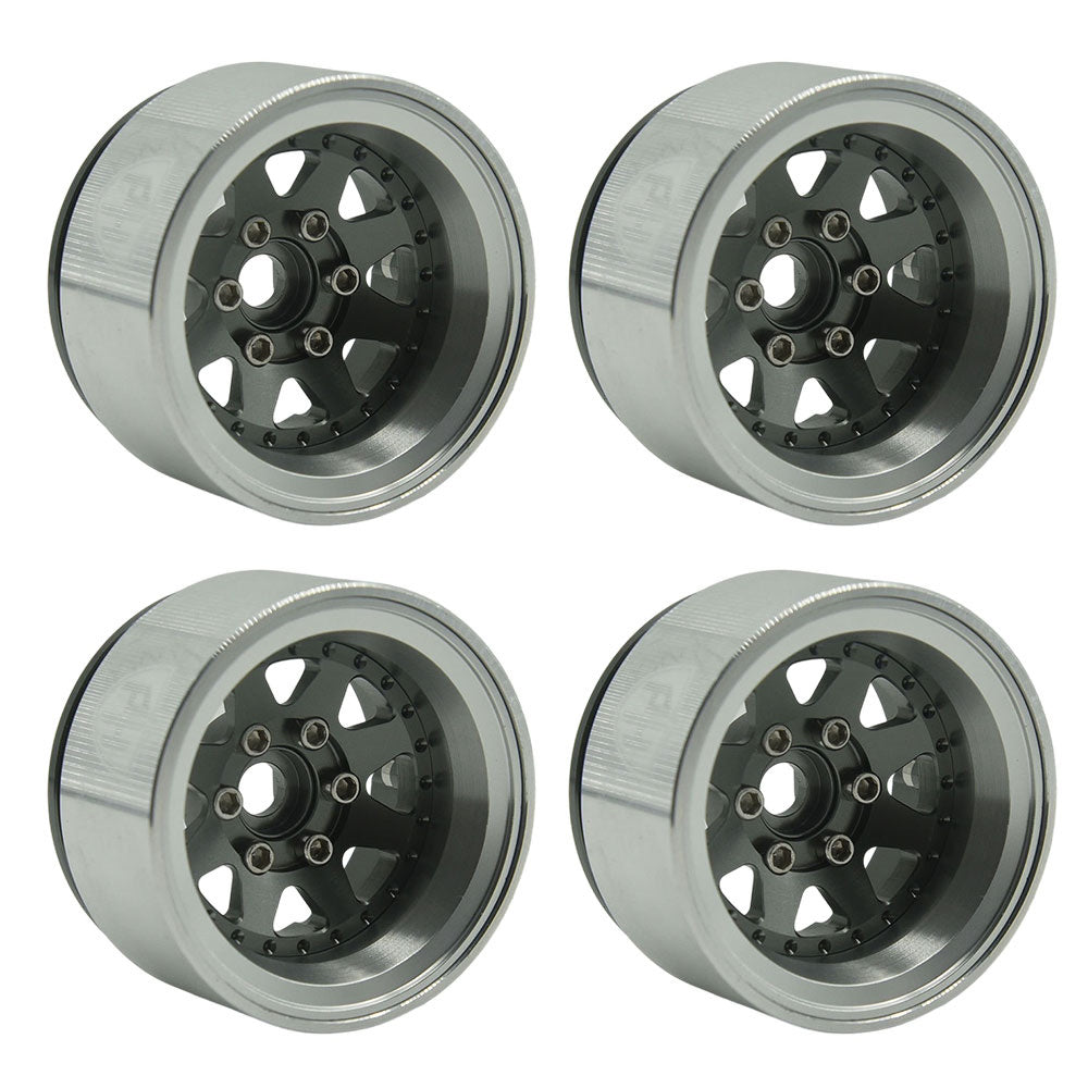 Powerhobby 1.9" 10MM Offset Aluminum Wheels Titanium (4) 1/10 Crawler