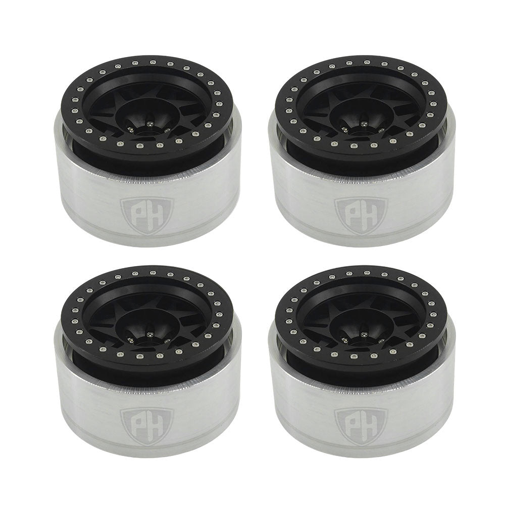 Powerhobby 1.9" 10MM Offset Aluminum Wheels Black (4) 1/10 Crawler