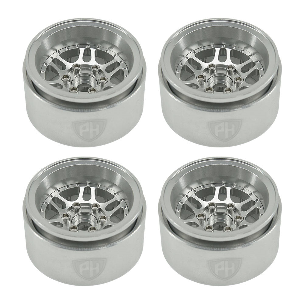 Powerhobby 1.9" 10MM Offset Aluminum Wheels Silver (4) 1/10 Crawler