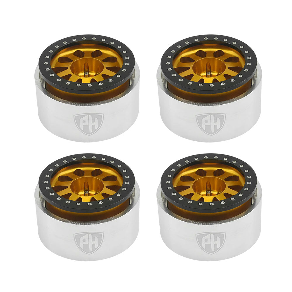 Powerhobby Axial SCX6 2.9” Aluminum Bead lock Wheels Rims Gold (4)