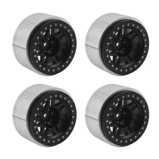 Powerhobby Axial SCX6 2.9” Aluminum Bead lock Wheels Rims (4) Black Star