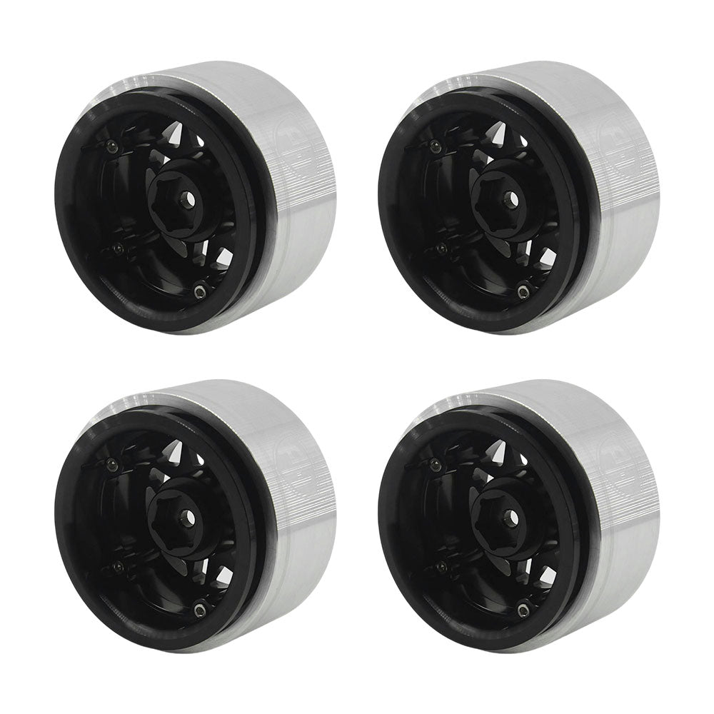 Powerhobby Axial SCX6 2.9” Aluminum Bead lock Wheels Rims (4) Black Star