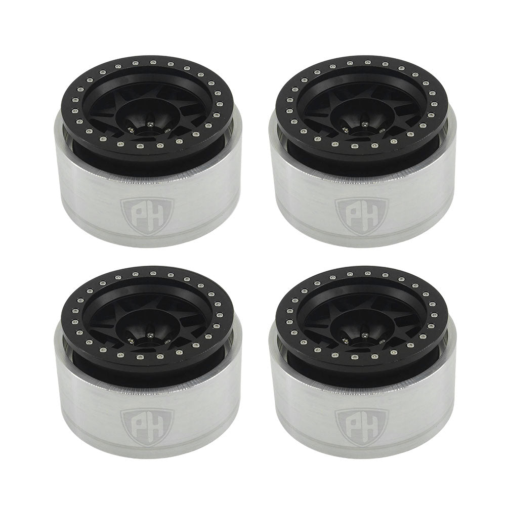 Powerhobby Axial SCX6 2.9” Aluminum Bead lock Wheels Rims (4) Black Star