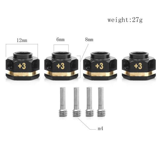 Powerhobby Brass 12mm Hex Hub Extenders +3MM w Nuts FOR Traxxas TRX-4