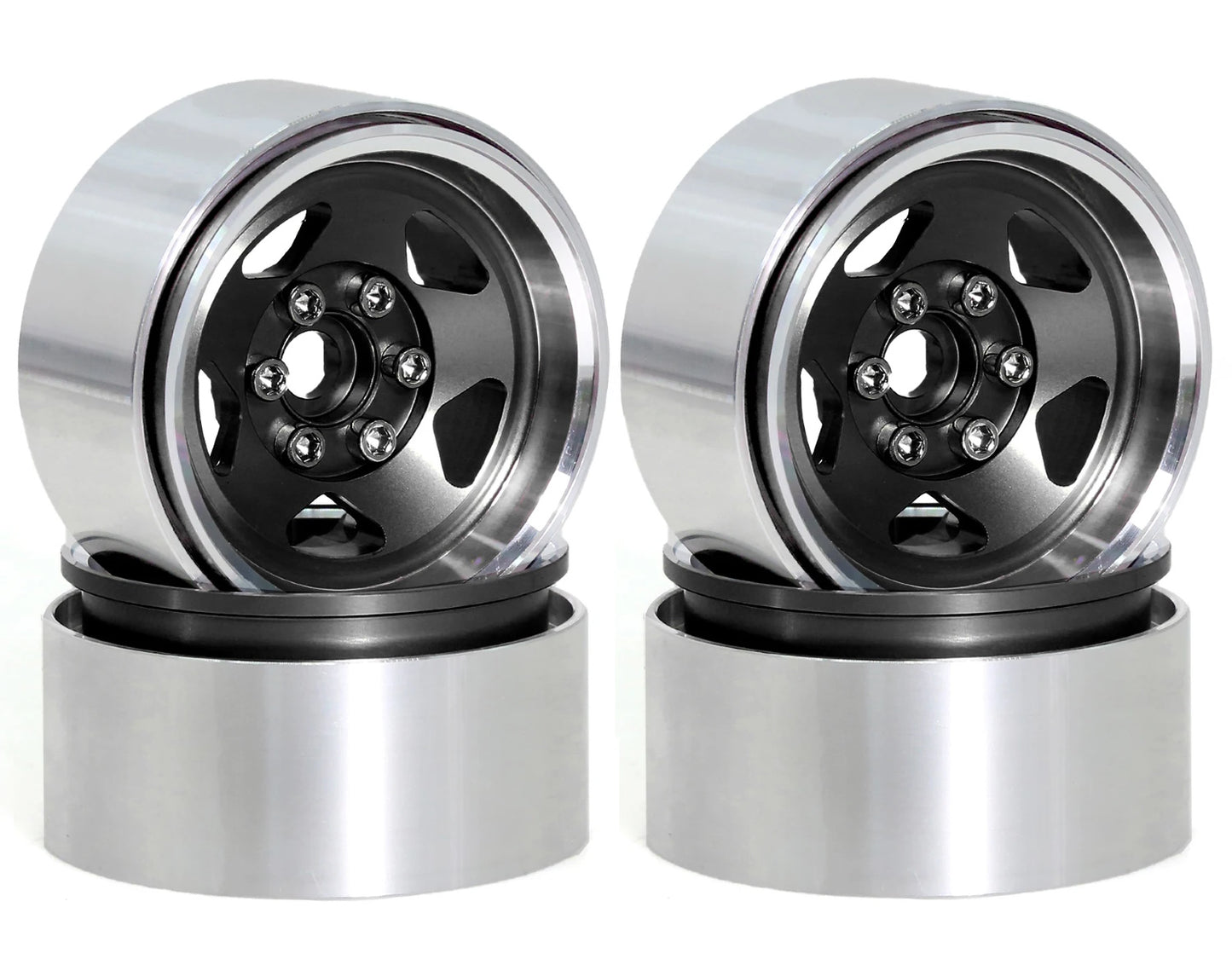 2.2" Aluminum Wheels Black (4) 1/10 Rock Crawler