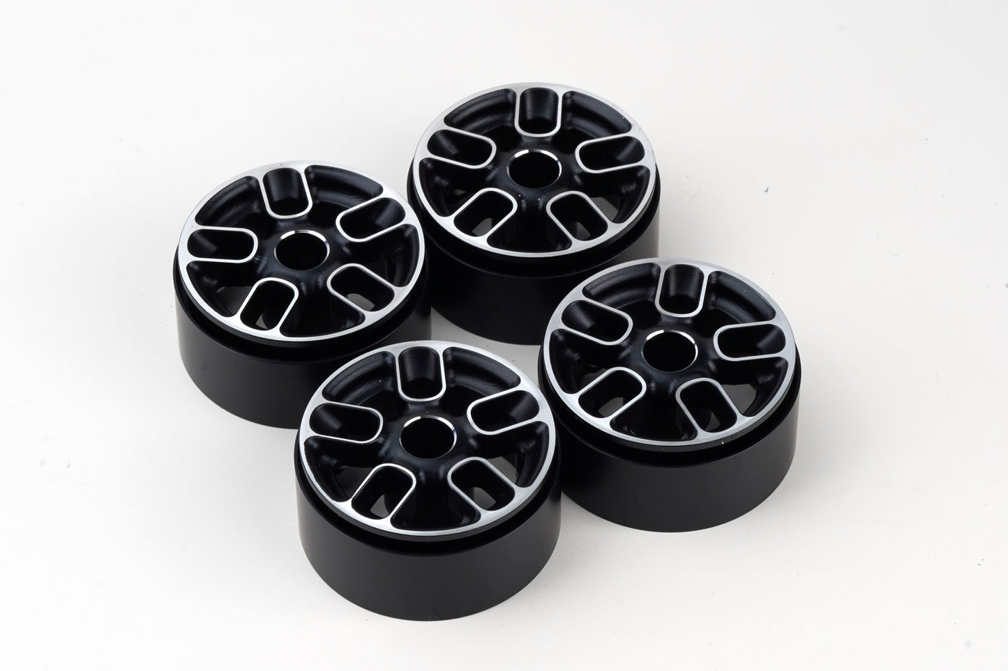 Powerhobby 1.9" Aluminum Beadlock Wheels (4) Black 1/0 Rock Crawler