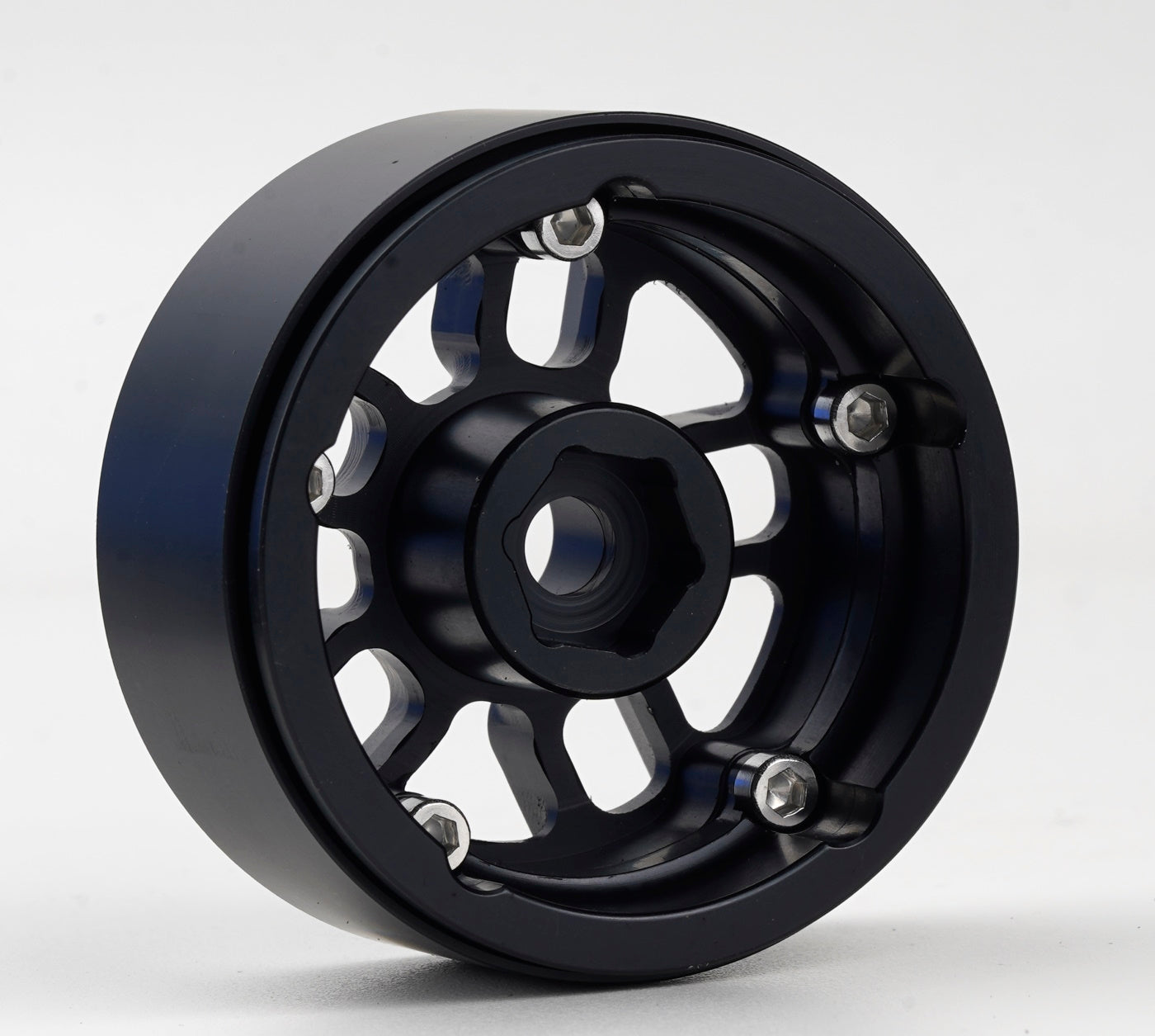 Powerhobby 1.9" Aluminum Beadlock Wheels (4) Black 1/0 Rock Crawler