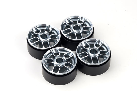 Powerhobby 1.9" Aluminum Beadlock Wheels (4) Silver 1/0 Rock Crawler