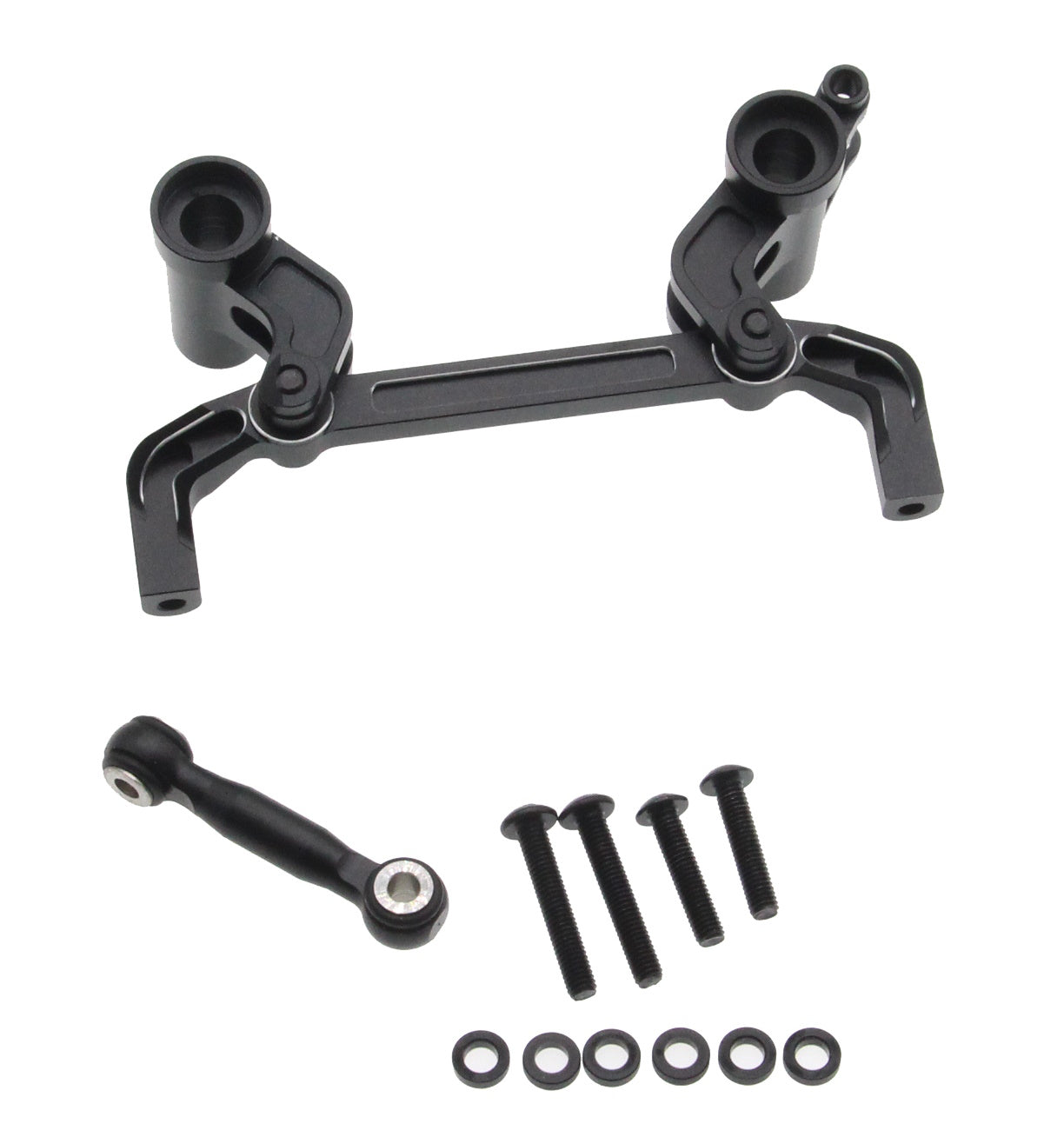 Powerhobby Aluminum Steering Set w Rod Black FOR Traxxas 4-Tec Drift