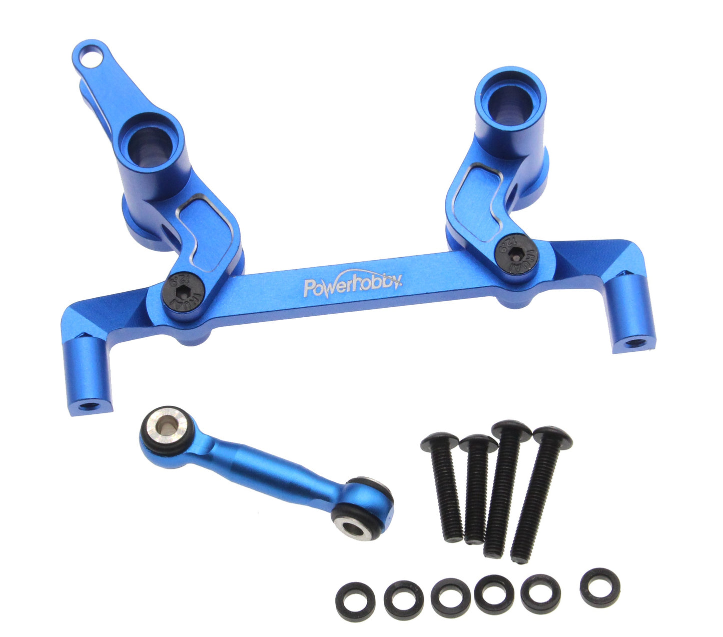 Powerhobby Aluminum Steering Set w Rod Blue FOR Traxxas 4-Tec Drift