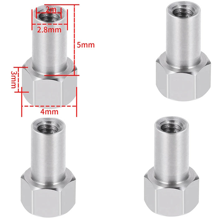 Powerhobby Steel Extended 5mm Wheel Hex Adapters (4) /124 Axial SCX24 / FCX24