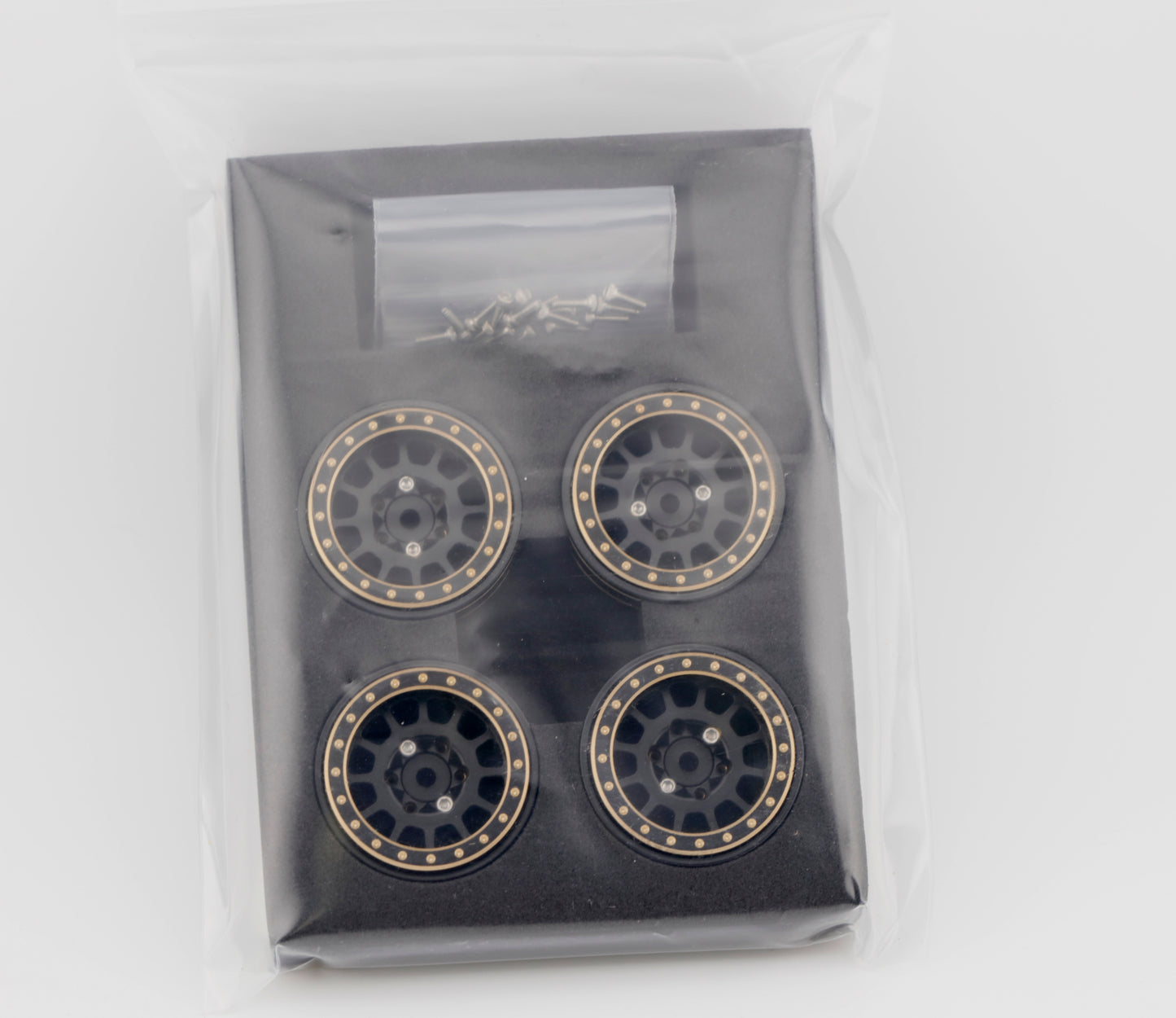 Powerhobby 1.1" 12-Spoke Brass Beadlock Wheels offset -3.75mm (4) 1/24 SCX24