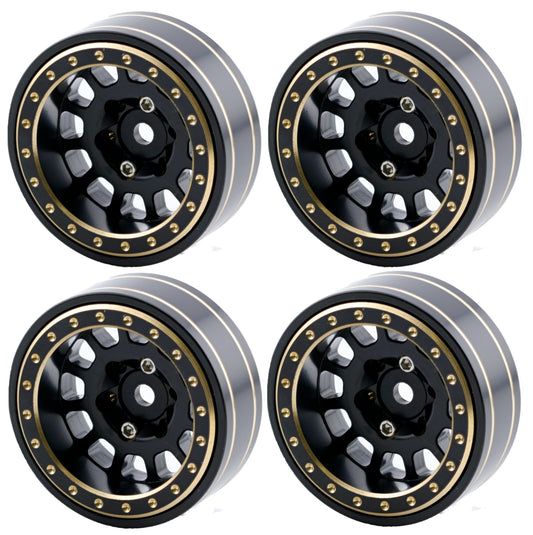 Powerhobby 1.1" 12-Spoke Brass Beadlock Wheels offset -3.75mm (4) 1/24 SCX24