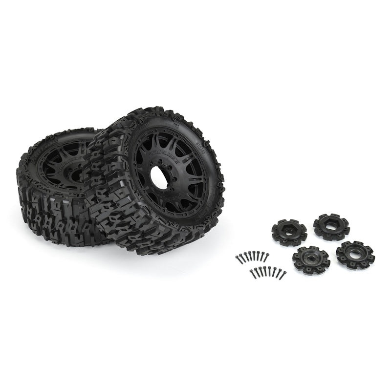 Pro-Line Racing Trencher 5.7in Tires Mounted on Raid Black 8x48 Removable 24mm