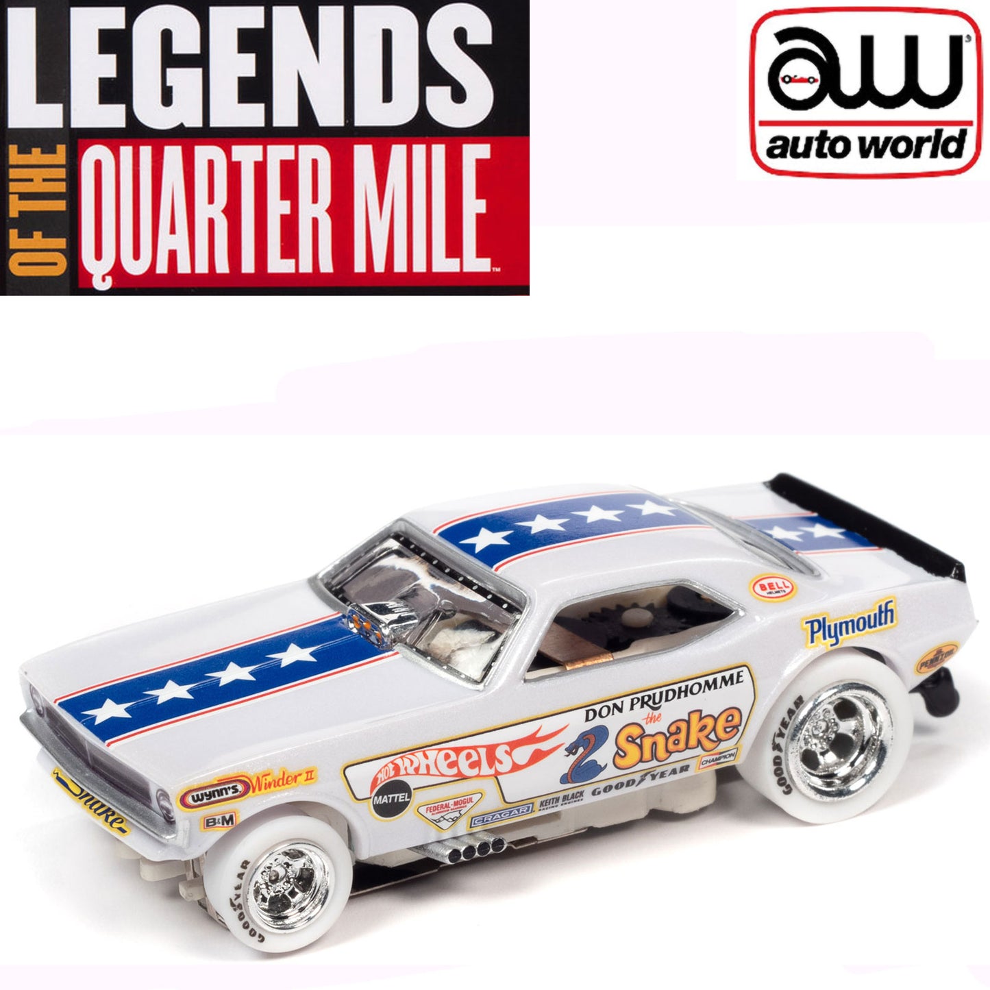 Auto World iWheels Don The Snake Prudhomme Plymouth Cuda HO Slot Car SC356