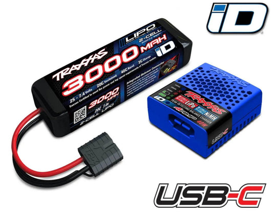 Traxxas 2985-2S Battery/Charger Completer Pack USB-C w/Traxxas iD Technology