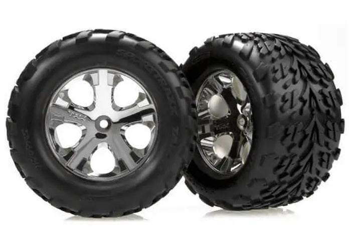 Traxxas TRA3669 Front All-Star Chrome Wheels & Talon Tires - PowerHobby