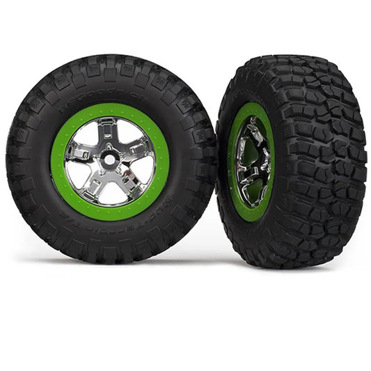 Traxxas TRA5865 BFGoodrich Mud-Terrain Tires, SCT Beadlock Wheel, Chrome/Green - PowerHobby