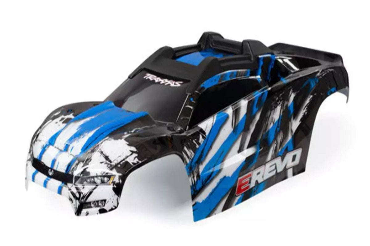 Traxxas 8611X E-Revo Blue Body Painted w Front & Rear Mounts / Rear Support