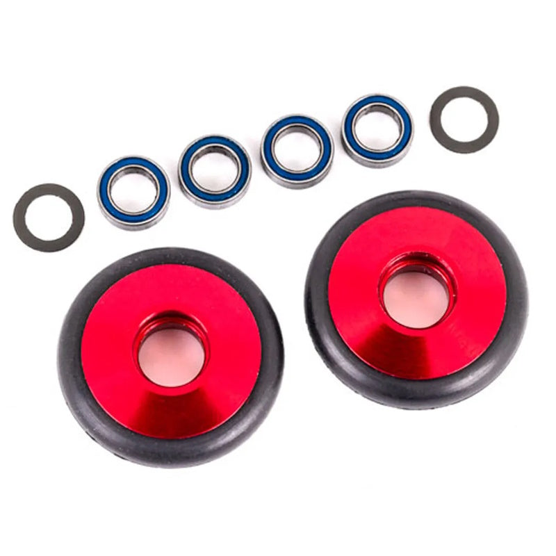 Traxxas TRA9461R Aluminum Wheelie Bar Wheels Red (2) : Bandit/Rustler/Stampede - PowerHobby