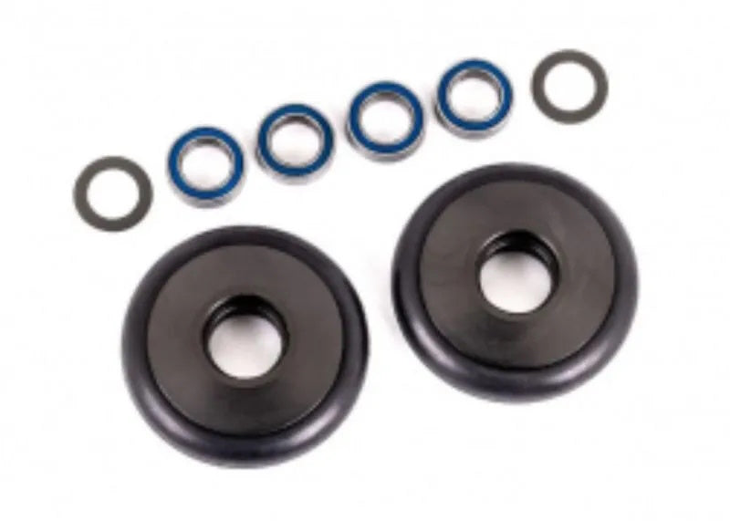 Traxxas TRA9461T Wheelie Bar Wheels (Gray Anodized Aluminum) for Drag Slash - PowerHobby