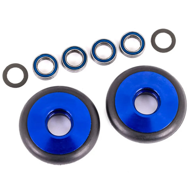 Traxxas TRA9461X Aluminum Wheelie Bar Wheels BLUE Bandit / Rustler / Stampede - PowerHobby