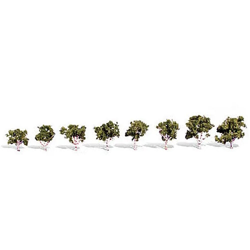 Woodland Waters Edge Trees 3/4'' - 1 1/4'' (8) - Model Railroad Trees - PowerHobby