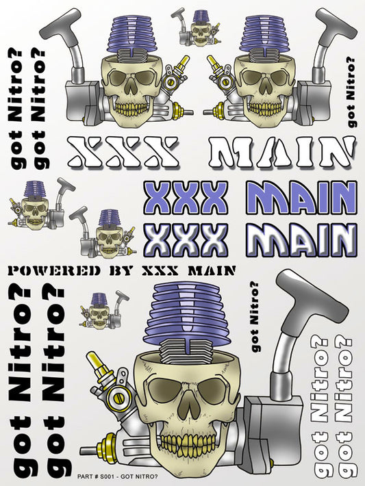 XXX Main XXXS001 Got Nitro? Sticker Sheet RC Decal