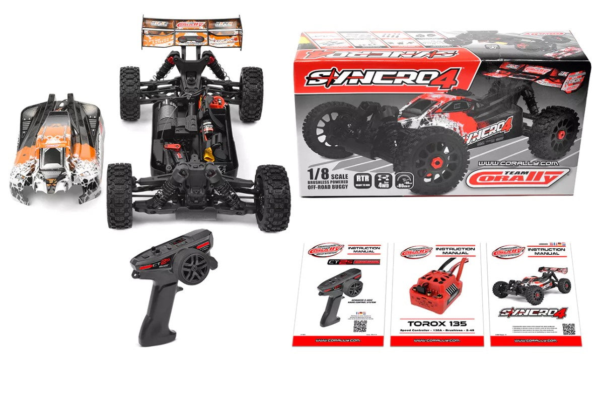 Team Corally COR00287-O Syncro-4 1/8 4S Brushless Off Road Buggy, RTR, Orange