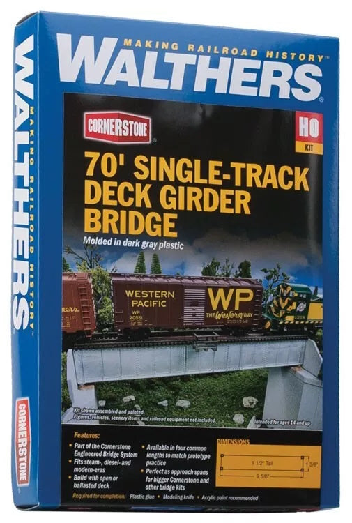 Walthers HO Scale 933-4505 30' Single-Track Deck Girder Bridge Train Kit