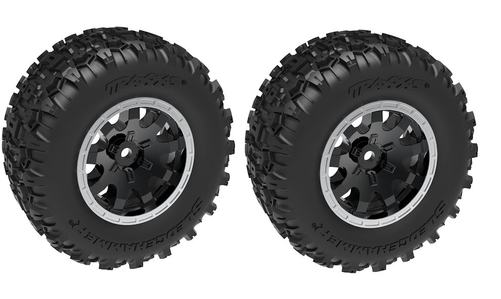 Traxxas 10770-STBLK 2 Rear Sledgehammer Tires & Satin Black Wheels for Mini Maxx