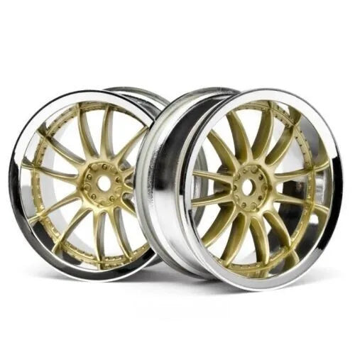 HPI 3297 Wheels XSA Chrome Gold 3mm Offset For Many Touring Cars and 26mm Tires - PowerHobby