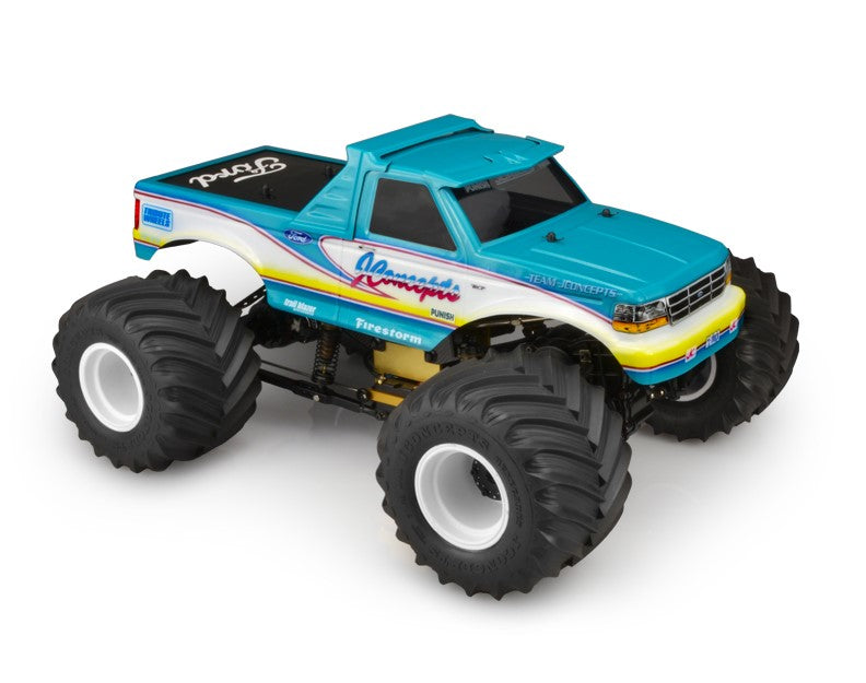 Jconcepts 0404 1993 Ford F-250 Monster Truck Clear Body w/ Racerback and Sun Visor