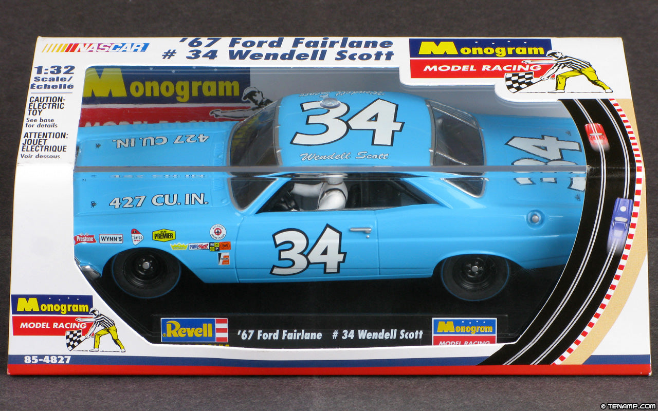 Revell Monogram 1967 Ford Fairlane Wendell Scott Nascar #34 1/32 Slot Car 85-4827