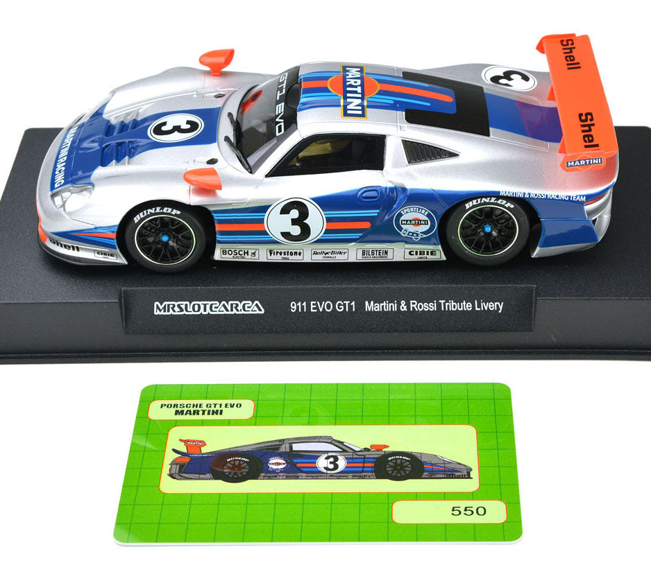 MRSLOTCAR Porsche 911 GT1 EVO Martini 1/32 Slot Car MR SlotCar MR1025