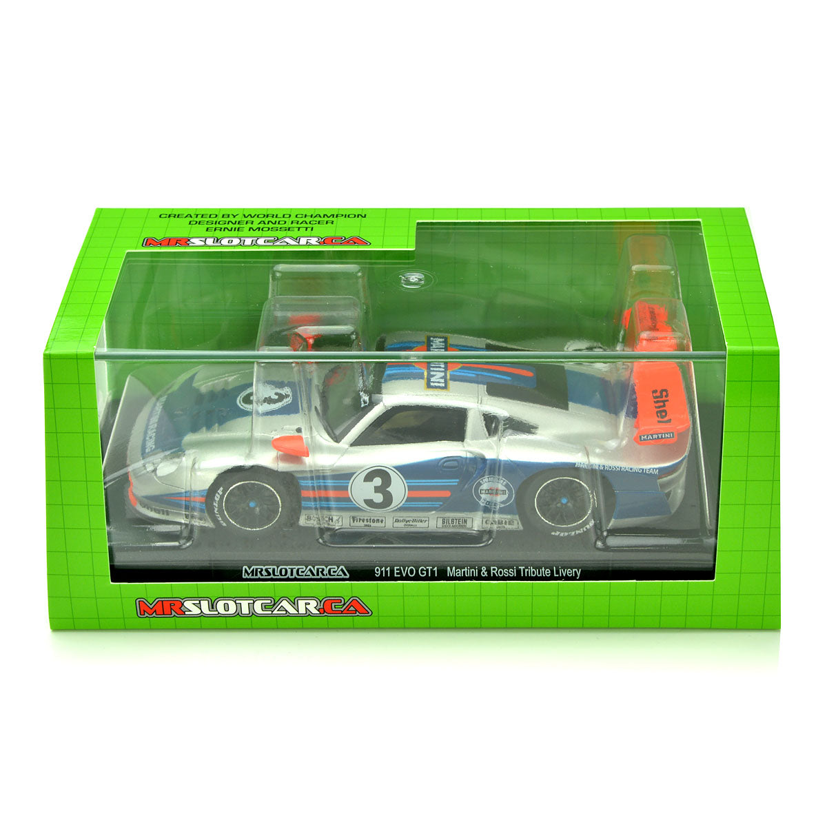 MRSLOTCAR Porsche 911 GT1 EVO Martini 1/32 Slot Car MR SlotCar MR1025