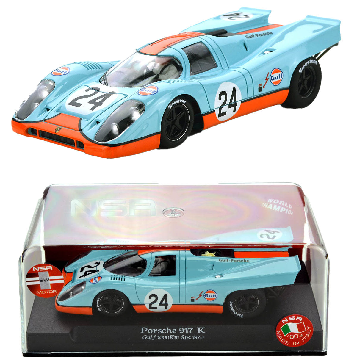 NSR Porsche 917K #24 Gulf 1000km Spa 1970 Winner 1/32 Slot Car NSR0416