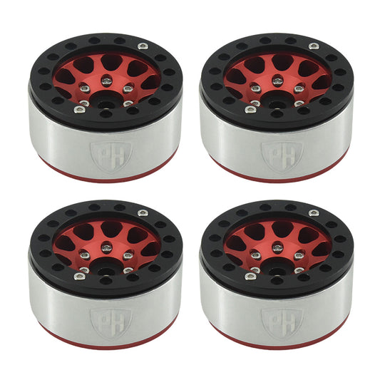 Powerhobby Aluminum 2.2" Beadlock Wheels Red (4) 1/10 Rock Crawler - PowerHobby