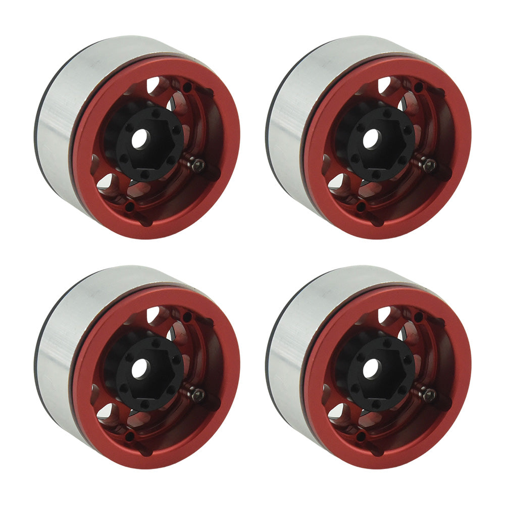 Powerhobby Aluminum 2.2" Beadlock Wheels Red (4) 1/10 Rock Crawler - PowerHobby