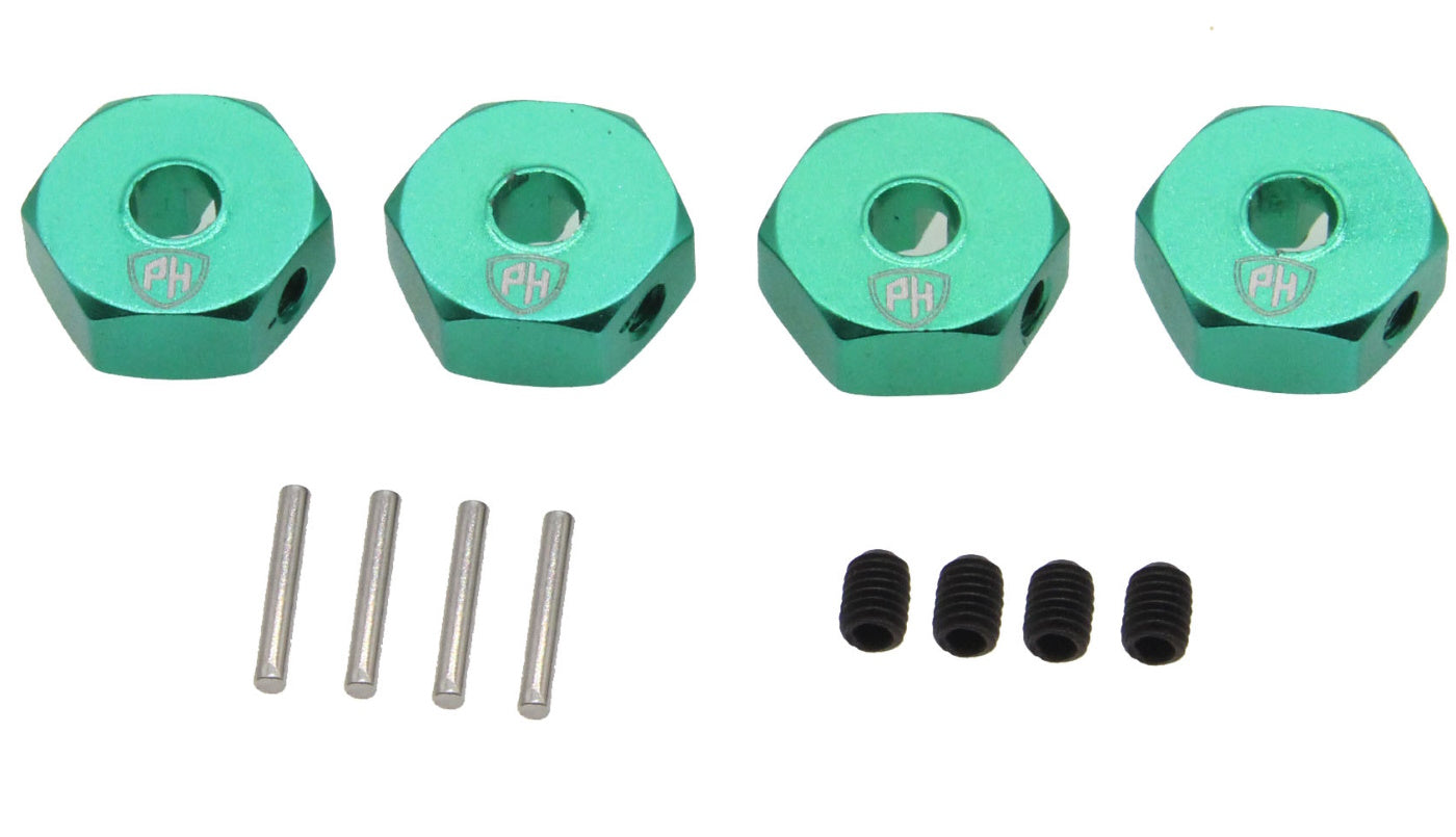 Powerhobby 12mm Wheel Hex (4) Green Losi Mini LMT