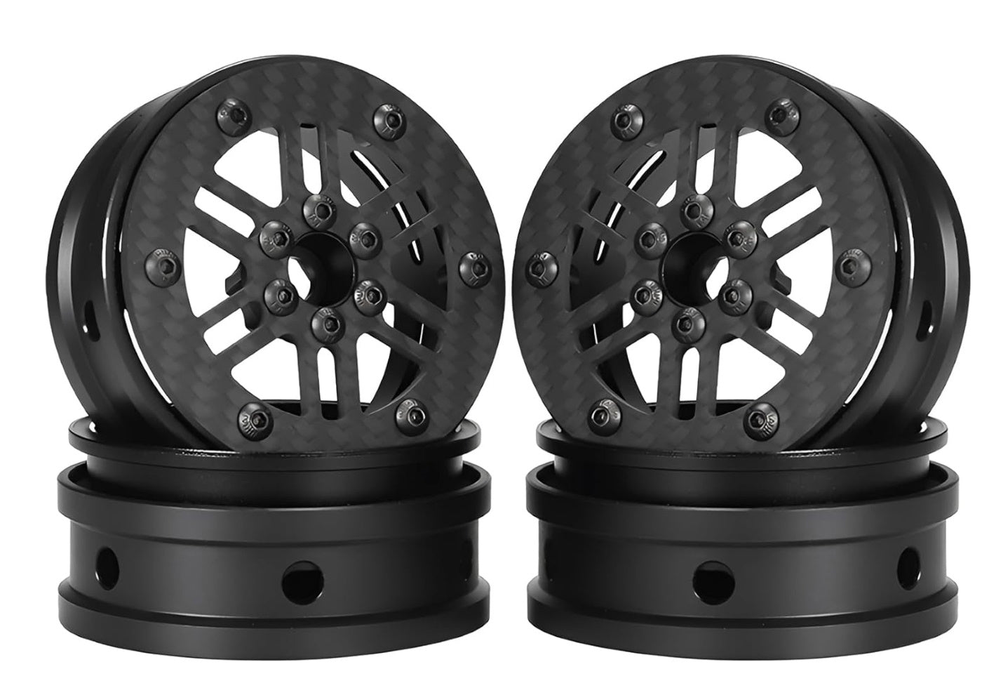 Powerhobby 2.2" Carbon Fiber Lightweight Beadlock Wheels 1/10 Rock Crawler A