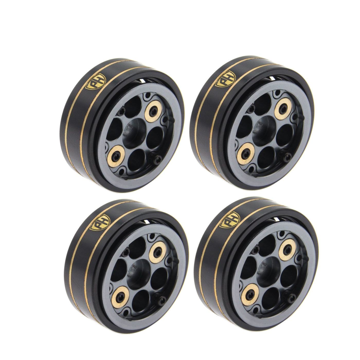 1.0" Z9 Brass Adjustable Weight Beadlock Crawler Wheels Grey 1/24 SCX24