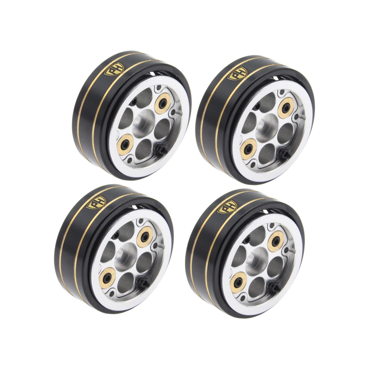 1.0" Z9 Brass Adjustable Weight Beadlock Crawler Wheels Silver 1/24 SCX24