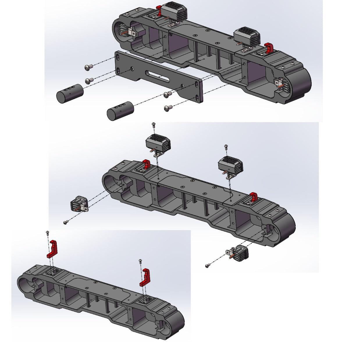 Powerhobby Axial SCX6 Jeep CNC Aluminum Front & Rear Bumpers with Lights - PowerHobby