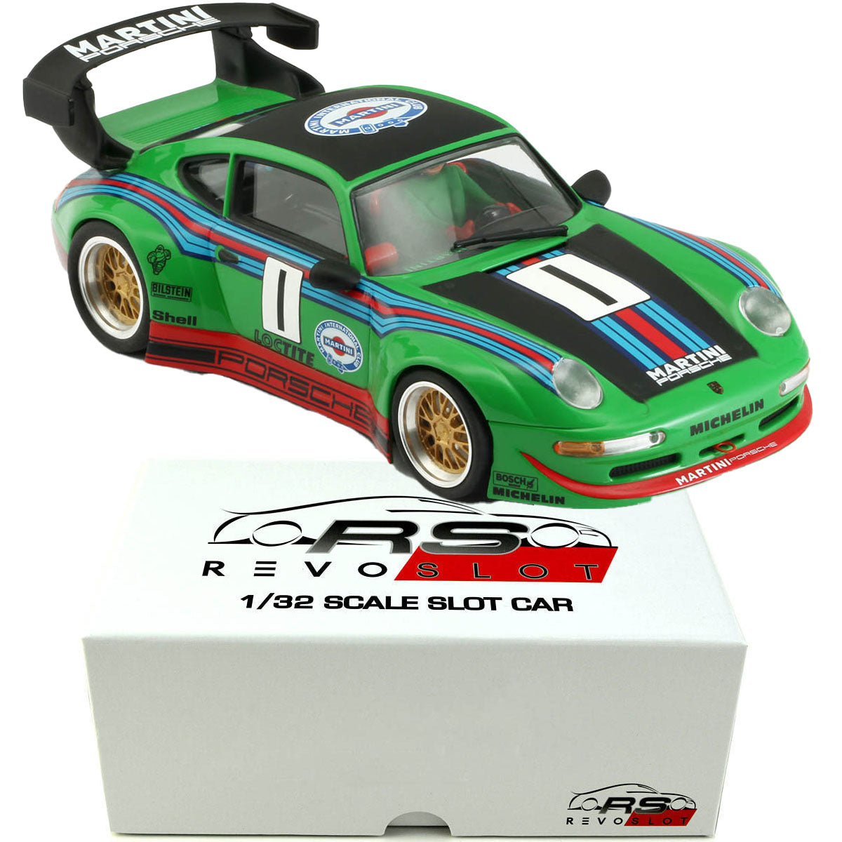 Revoslot RS0081 Porsche 911 GT2 Martini Green Revo 1/32 Slot Car