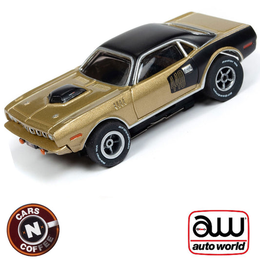 Auto World 1971 Plymouth Cuda Gold Xtraction R26 HO Slot Car SC341 for AFX