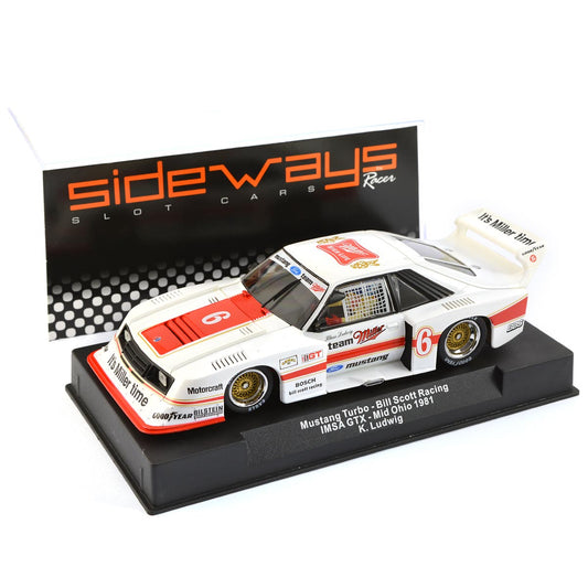 Sideways Mustang Turbo Bill Scott IMSA GTX Mid Ohio Miller 1/32 Slot Car SW46