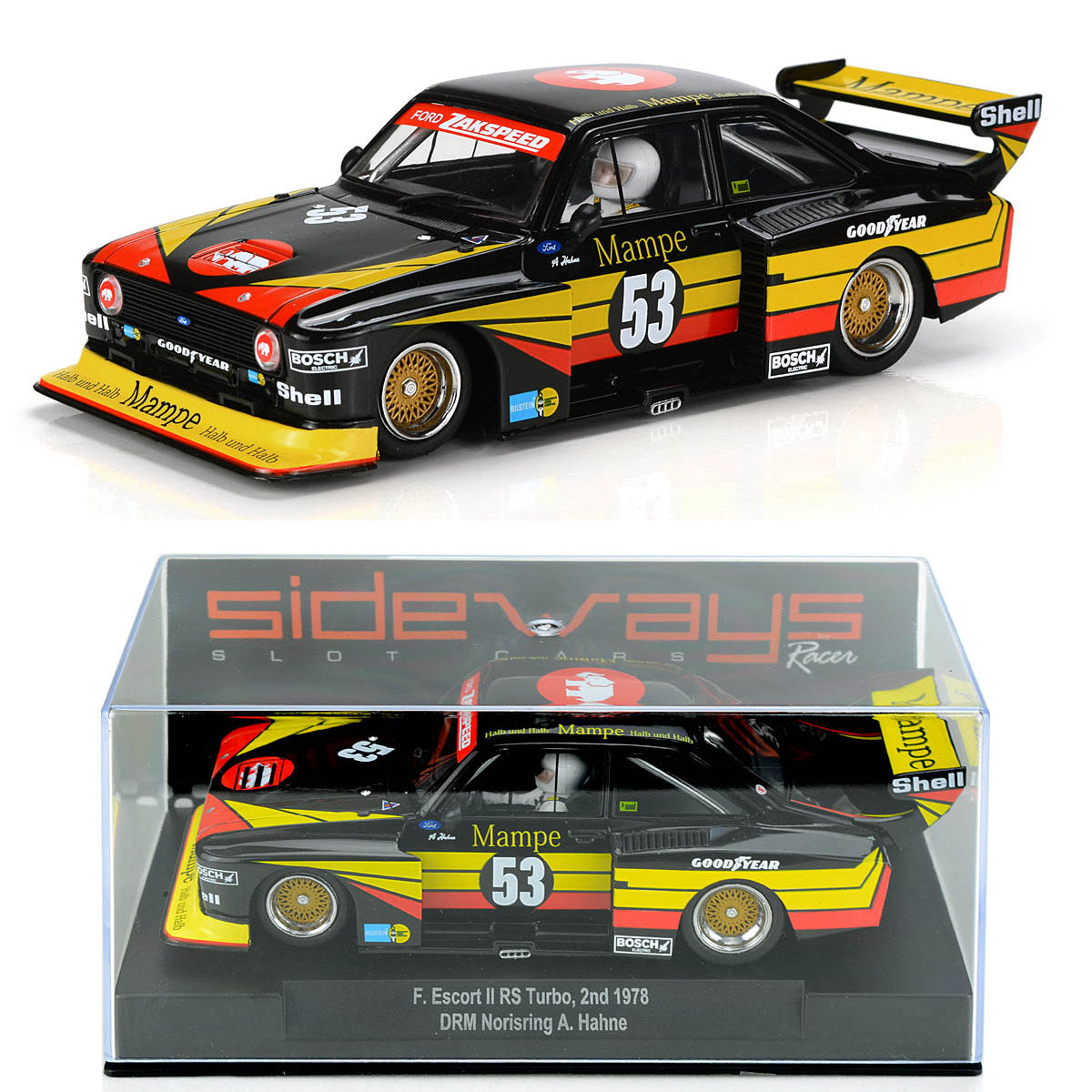 Racer Sideways Ford Escort MKII RS Turbo Mampe Zakspeed 1/32 Slot Car SW76