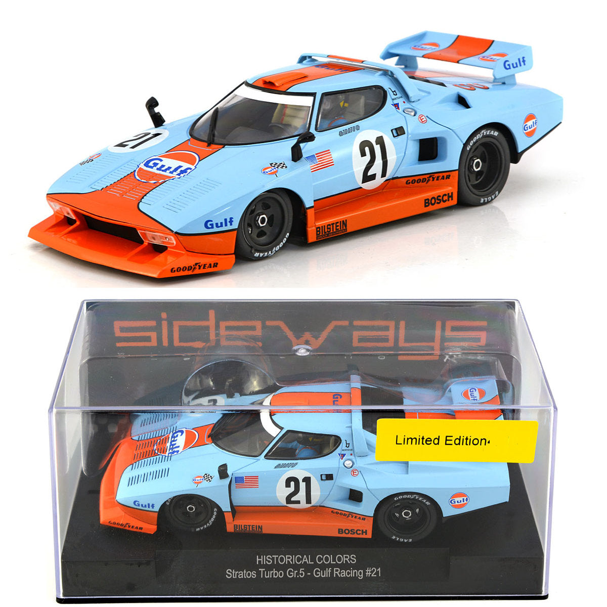 Racer Sideways Lancia Stratos Turbo Group 5 Gulf 1/32 Slot Car SWHC07A