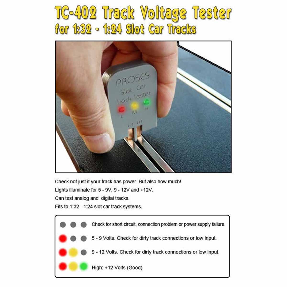 Proses Slot Car Track Voltage Tester for 1/32 1/24 Scalextric Carrera Bachmann